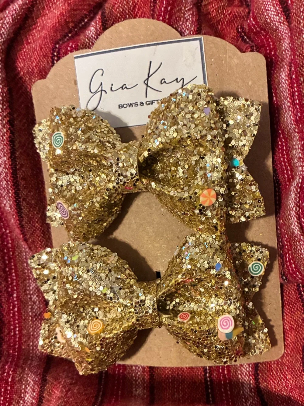 NWT Gold Glitter Hair Bows for Kids - Set of 2